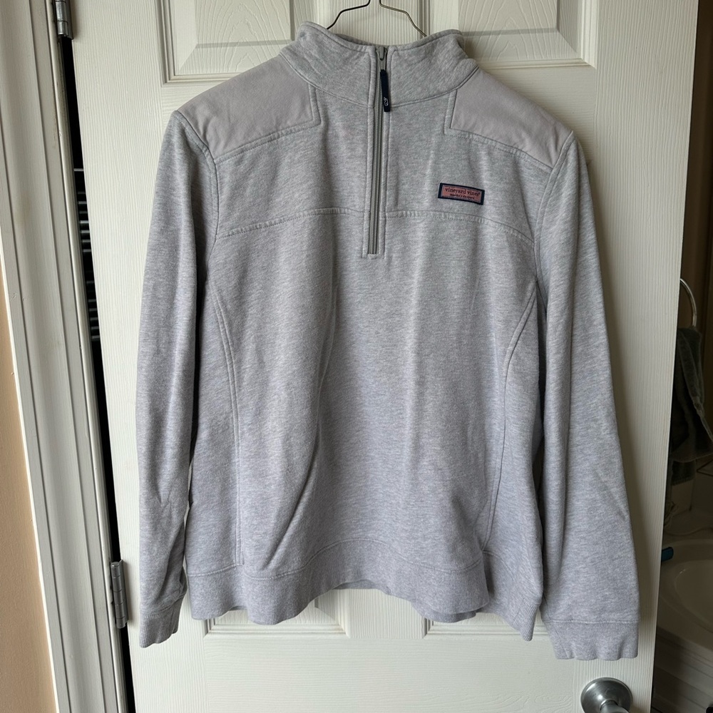 woman’s vineyard vines grey zip up pullover size: XL